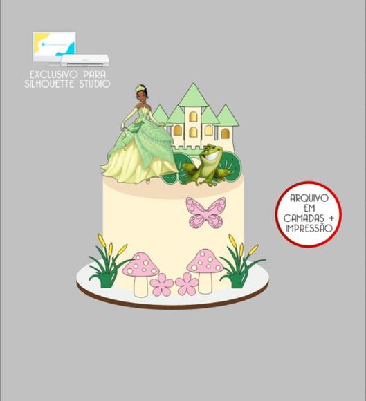 2839 - Arquivo Topo de Bolo a Princesa e o Sapo Tiana