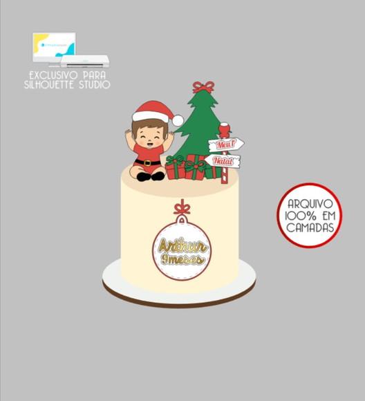 2842- Arquivo Topo de Bolo Natal Menino