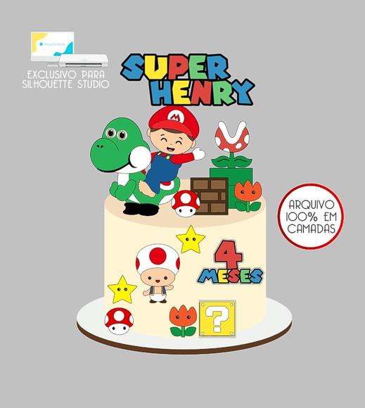286 - Arquivo Topo de Bolo Super Mario Baby