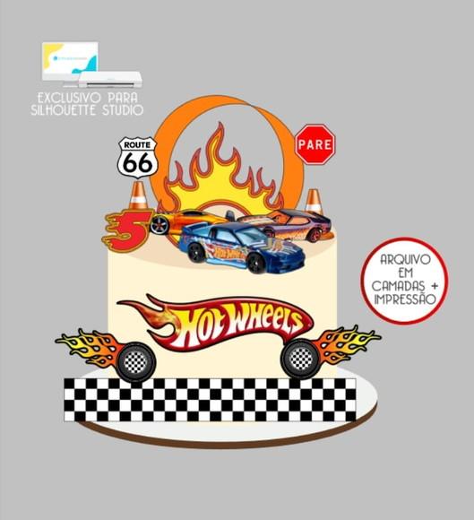 2875 - Arquivo Topo de Bolo Hotwheels