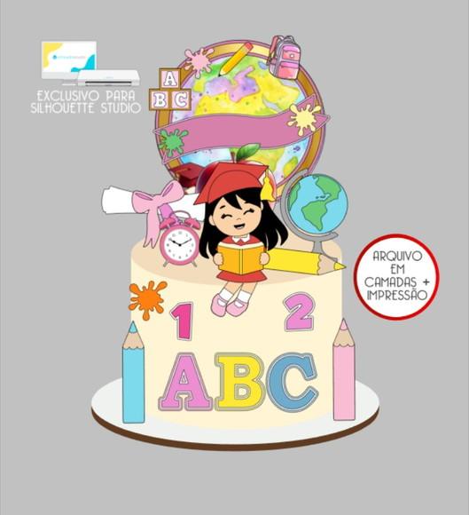 2891 - Arquivo Topo de Bolo Abc Formatura Menina