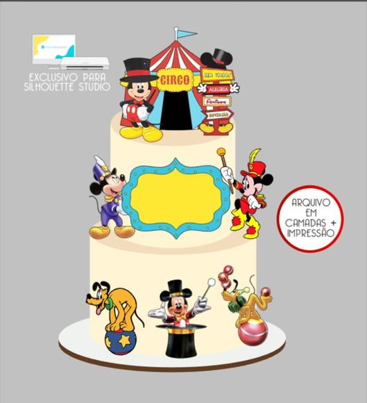 2892 - Arquivo Topo de Bolo Circo do Mickey