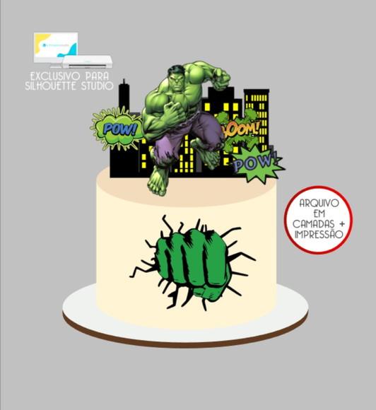 2895 - Arquivo Topo de Bolo Hulk