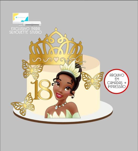 2905 - Arquivo Topo de Bolo Princesa Tiana Coroa 3d