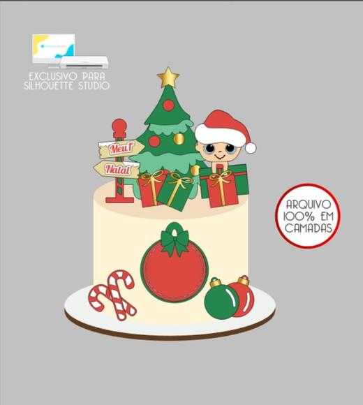 2908 - Arquivo Topo de Bolo Natal Menino