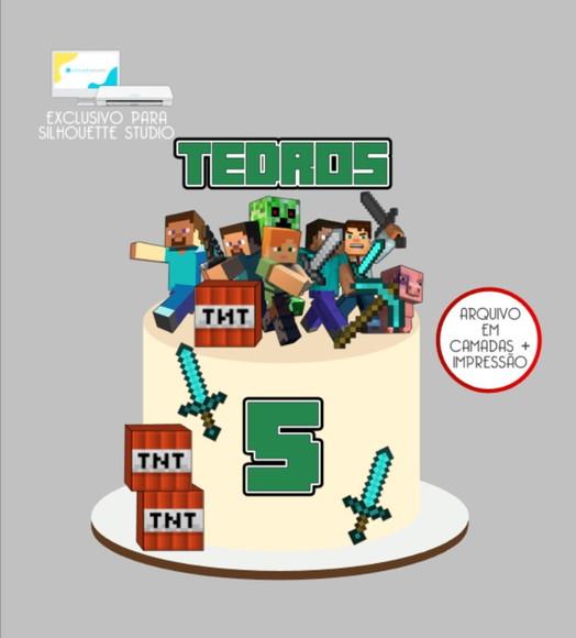 2906 - Arquivo Topo de Bolo Minecraft Tnt 3d