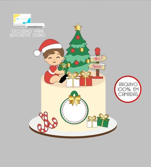 2911 - Arquivo Topo de Bolo Natal Menino