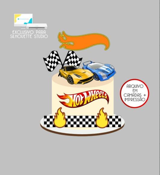 2932 - Arquivo Topo de Bolo Hotwheels