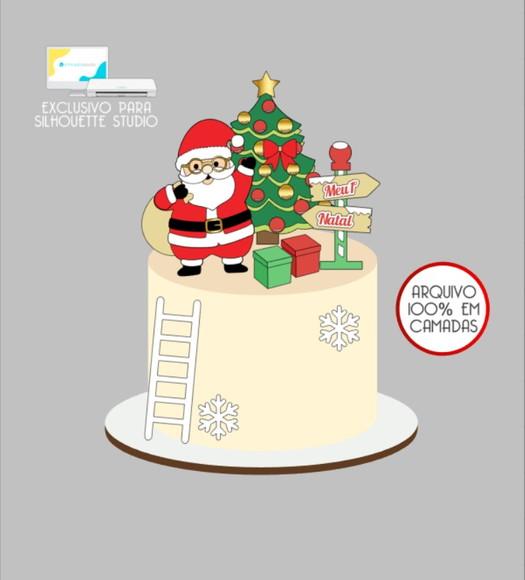 2957- Arquivo Topo de Bolo Natal Papai Noel
