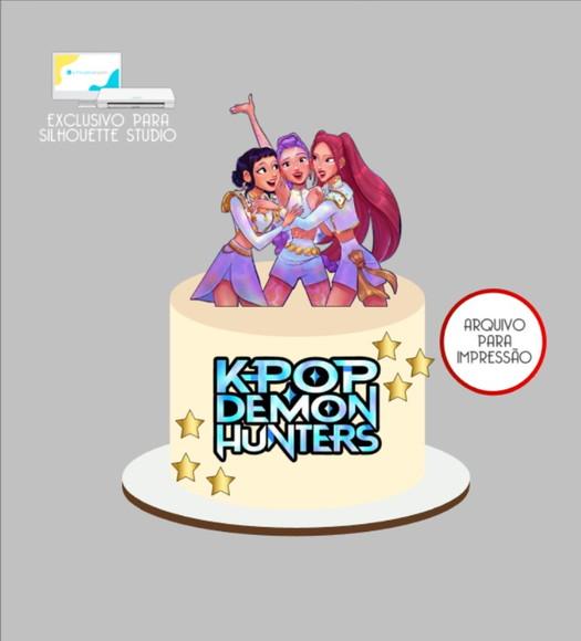 2962 - Arquivo Topo de Bolo Guerreiras do Kpop Demon Hunters