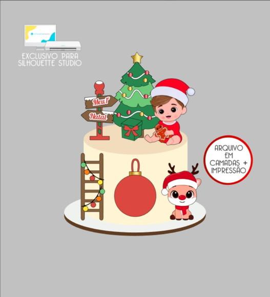 2960 - Arquivo Topo de Bolo Natal Menino