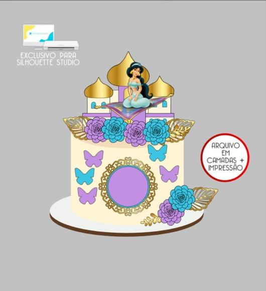 2976 - Arquivo Topo de Bolo Princesa Jasmine