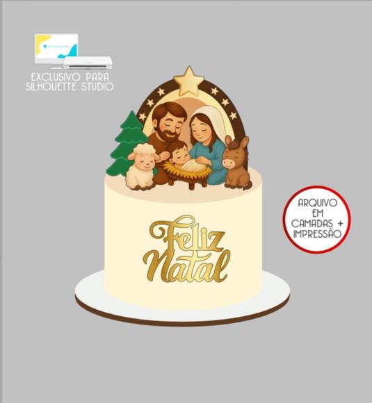 2975 - Arquivo Topo de Bolo Natal Presépio Menino Jesus