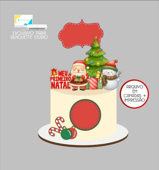 2986 - Arquivo Topo de Bolo Natal Aquarela
