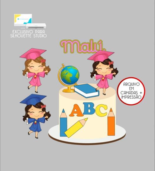 2990 - Arquivo Topo de Bolo Abc Menina