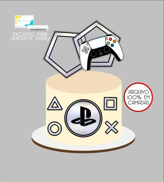 2995 - Arquivo Topo de Bolo Video Game Controle Ps5