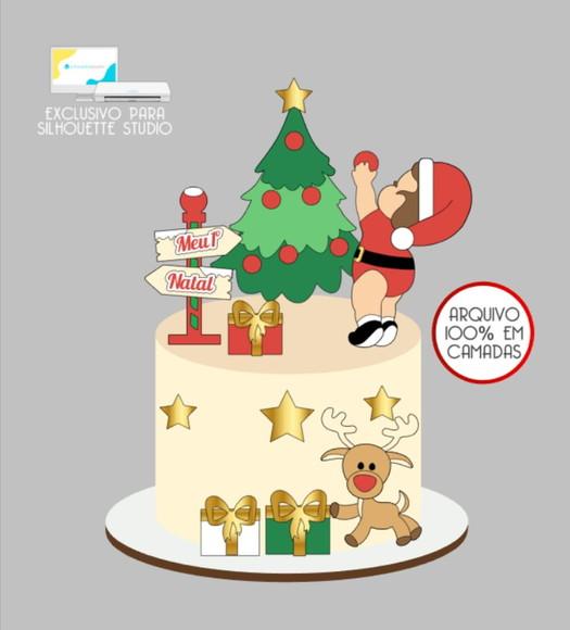 2997 - Arquivo Topo de Bolo Natal Menino Rena