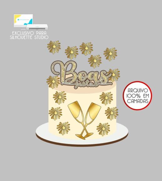 3007 - Arquivo Topo de Bolo Boas Festas Ano Novo