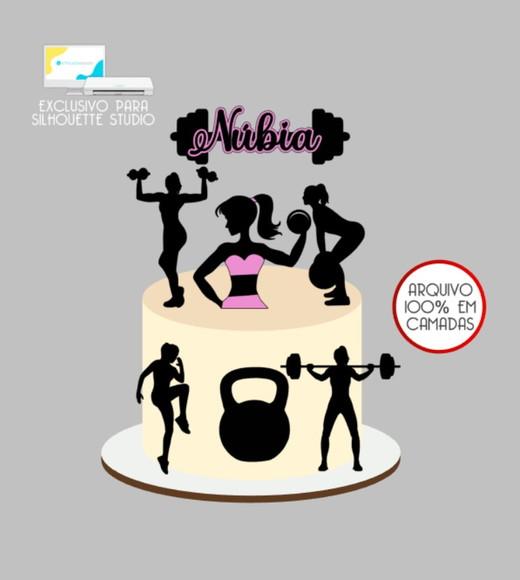 3012 - Arquivo Topo de Bolo Academia Fitness Mulher