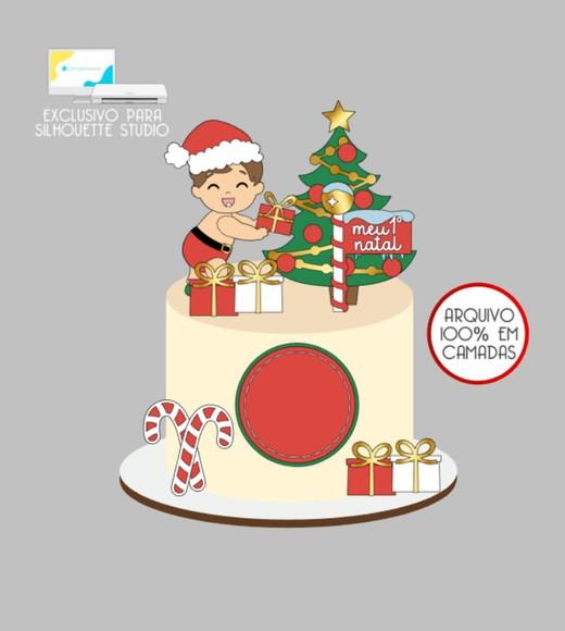 3011 - Arquivo Topo de Bolo Natal Menino