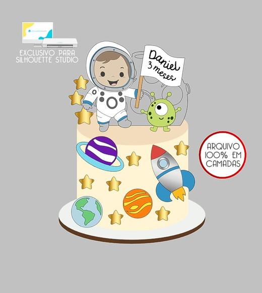 302 - Arquivo Topo de Bolo Astronauta Baby