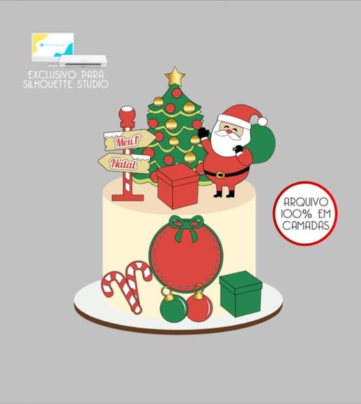 3024 - Arquivo Topo de Bolo Natal Papai Noel