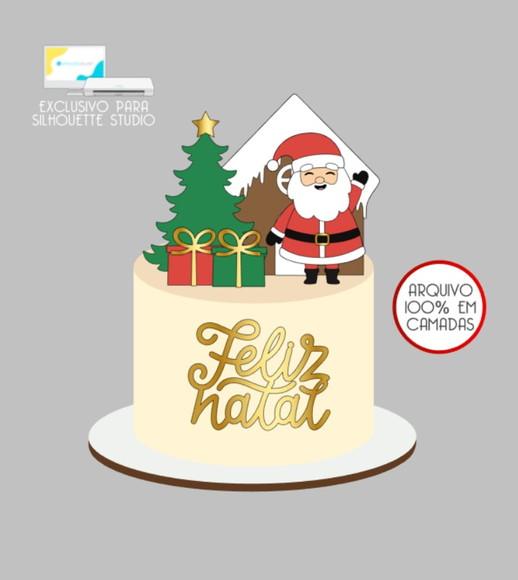 3027 - Arquivo Topo de Bolo Natal Papai Noel