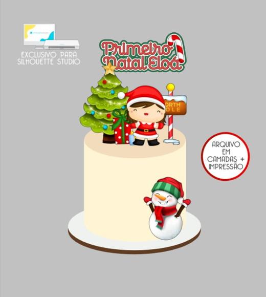 3037 - Arquivo Topo de Bolo Natal Menina Boneco de Neve