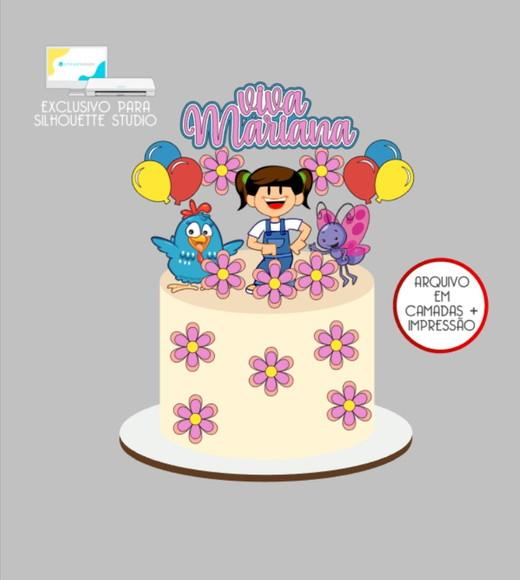 3031 - Arquivo Topo de Bolo Viva Mariana Galinha Pintadinha
