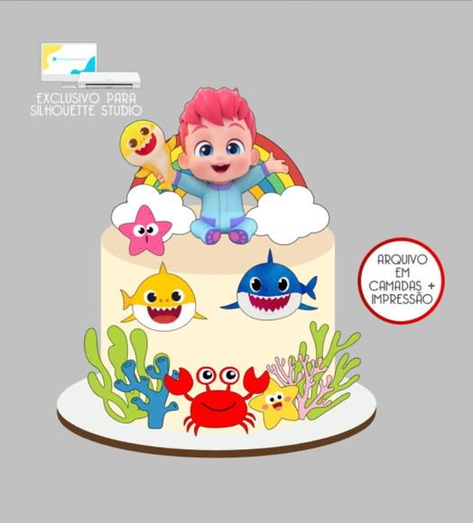 3048 - Arquivo Topo de Bolo Bebefinn Baby Shark