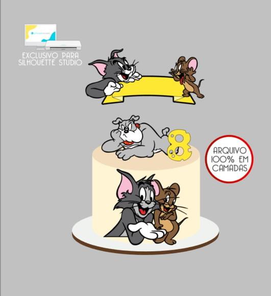 3055 - Arquivo Topo de Bolo Tom e Jerry