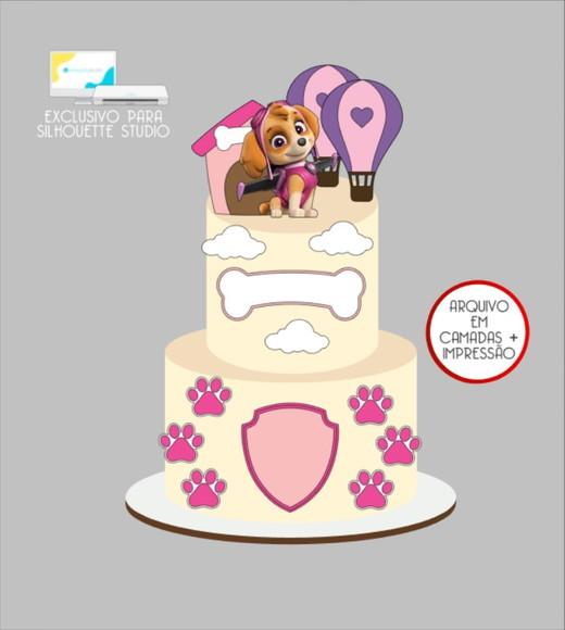 3063 - Arquivo Topo de Bolo Skye Patrulha Canina