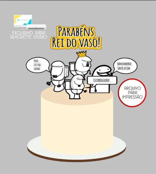 3070 - Arquivo Topo de Bolo Bento Flork Rei do Vaso