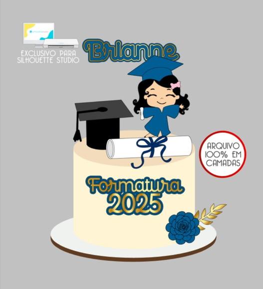3077 - Arquivo Topo de Bolo Formatura Menina