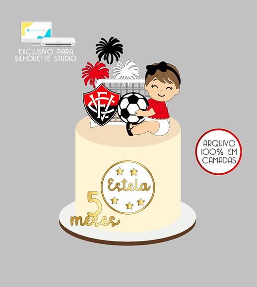 309 - Arquivo Topo de Bolo Futebol Vitória Menina Baby