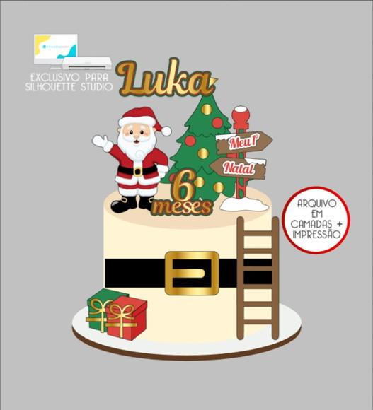 3088 - Arquivo Topo de Bolo Natal Papai Noel