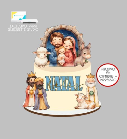 3103 - Arquivo Topo de Bolo Natal Presépio Menino Jesus