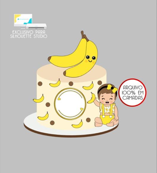 3110 - Arquivo Topo de Bolo Banana Menina Baby