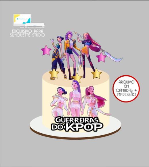 3126 - Arquivo Topo de Bolo Guerreiras do Kpop Demon Hunters