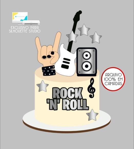 3133 - Arquivo Topo de Bolo Rock N Roll Guitarra