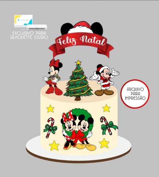 3128 - Arquivo Topo de Bolo Natal Minnie e Mickey