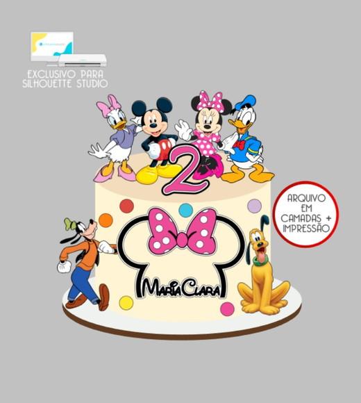 3135 - Arquivo Topo de Bolo Minnie Mickey