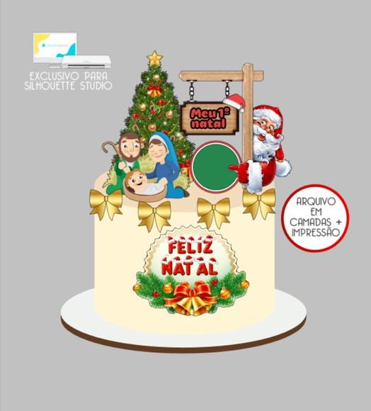 3138 - Arquivo Topo de Bolo Feliz Natal