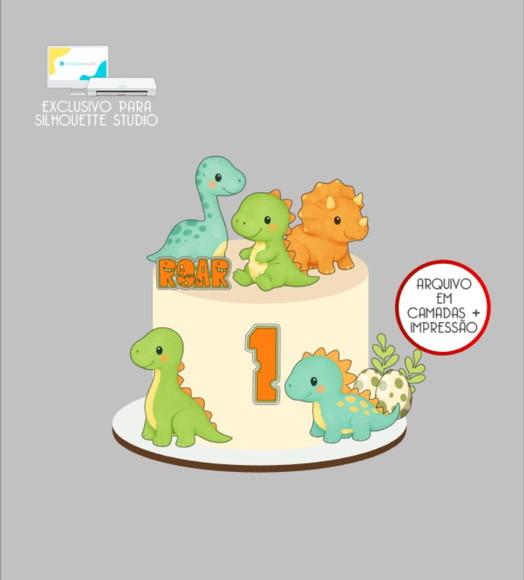 3144 - Arquivo Topo de Bolo Dinossauro Baby