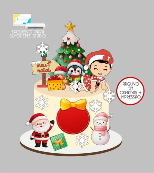 3141 - Arquivo Topo de Bolo Natal Menina Baby