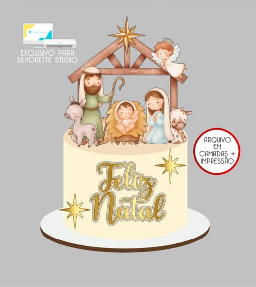 3147 - Arquivo Topo de Bolo Natal Presépio Menino Jesus