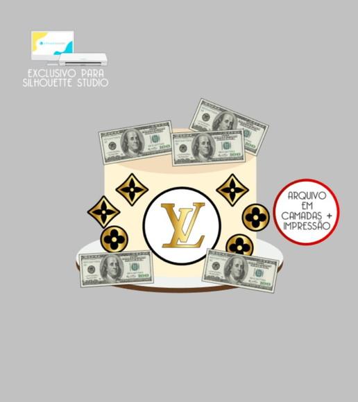 3148 - Arquivo Topo de Bolo Louis Vuitton Dólar