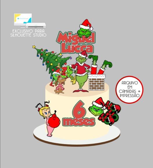 3162 - Arquivo Topo de Bolo Natal o Grinch