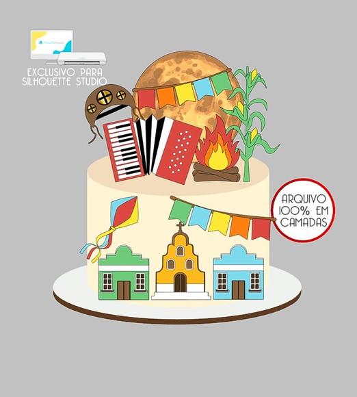 319 - Arquivo Topo de Bolo Junino Arraiá Sanfona
