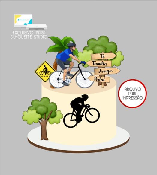 3216 - Arquivo Topo de Bolo Cicilista Bicicleta
